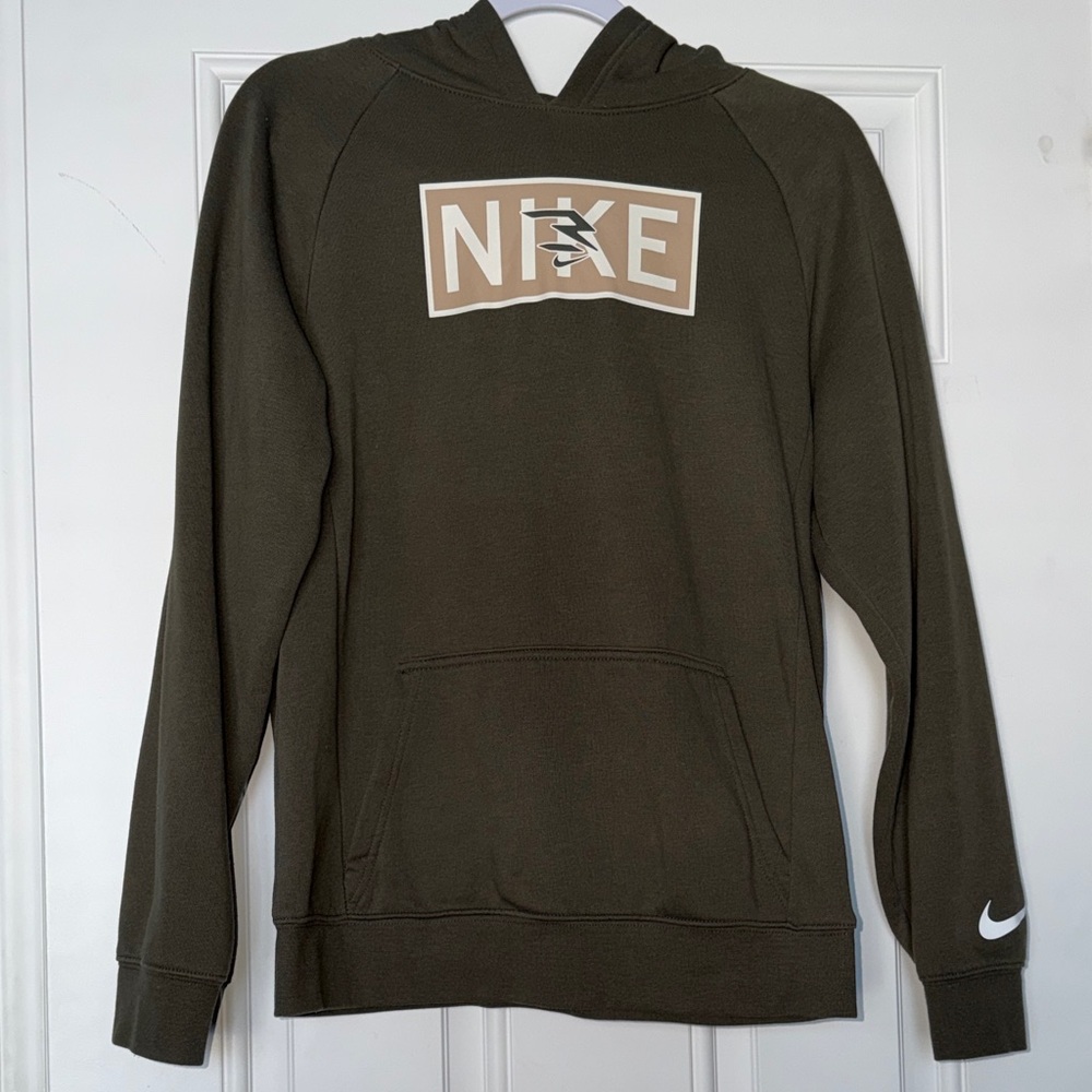 Like New Nike Boys Dark Olive Hoodie with Logo